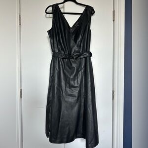 Eloquii Belted Faux Leather Dress